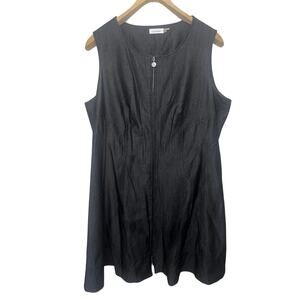 Calvin Klein Black Denim Dress Zip Up Sleeveless Women’s Sz 24W Minimalist